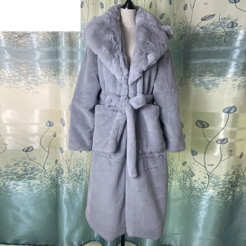 

plus size Coat Winter Women Thick Warm X-Long Faux Fur Jacket Female High Quality Fluffy Rabbit Fur Coat Plus Size Loose Parkas