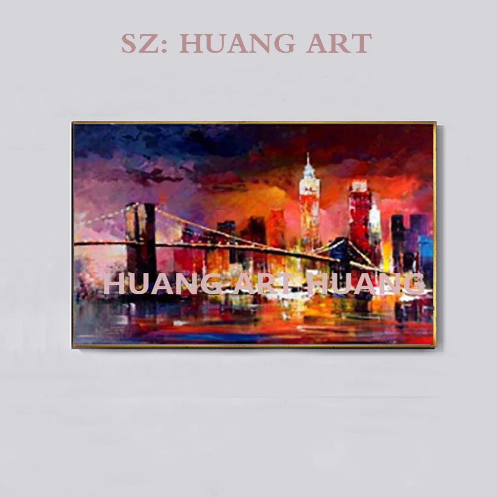 Пейзаж города расписанный вручную высокое качество современные небоскребы Нью