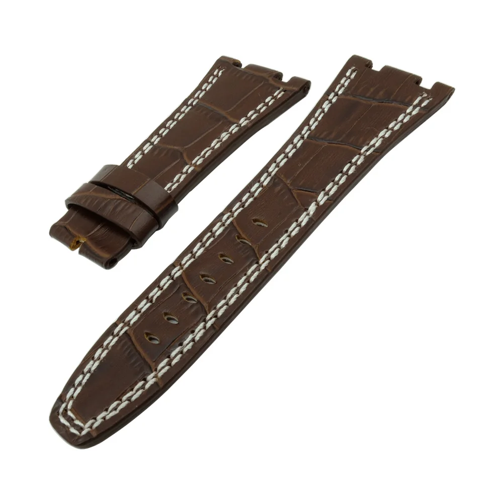 Handmade Genuine Leather For Audemars 28 mm Black Brown WatchBand for AP Watch Band Strap Replace