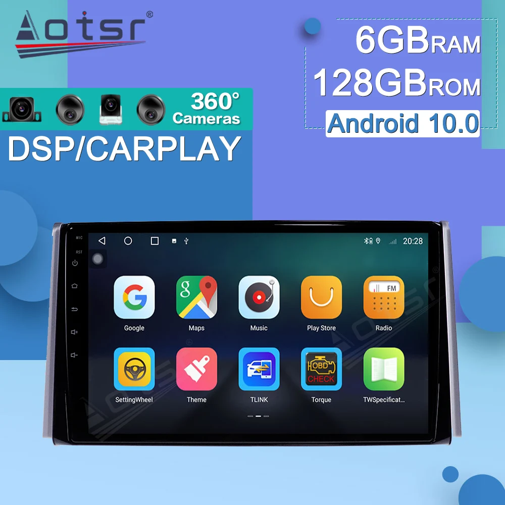 

Android Multimedia Player Car Carplay For Toyota RAV4 2019 GPS Navigation Auto Audio Radio Stereo Screen Head Unit Recorder DSP