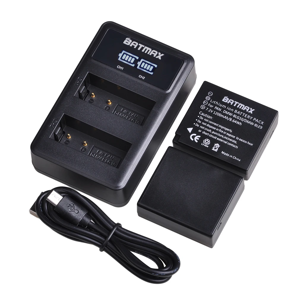 Batmax DMW BLG10 BLE9 BLE9E BP DC15 Батарея + светодиодным дисплеем и двойным портом USB Зарядное