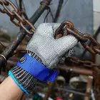 Сине-красная Защитная устойчивая к ударам металлическая сетчатая перчатка из нержавеющей стали для мясника Высокоэффективная Защита уровня 5