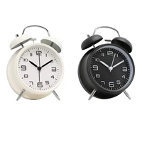 4 inch twin bell alarm clock metal frame 3d dial with backlight function desk table clock for home office