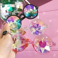 new clear round glasses kaleidoscope eyewears crystal lens party rave music festival sunglasses friend gifts