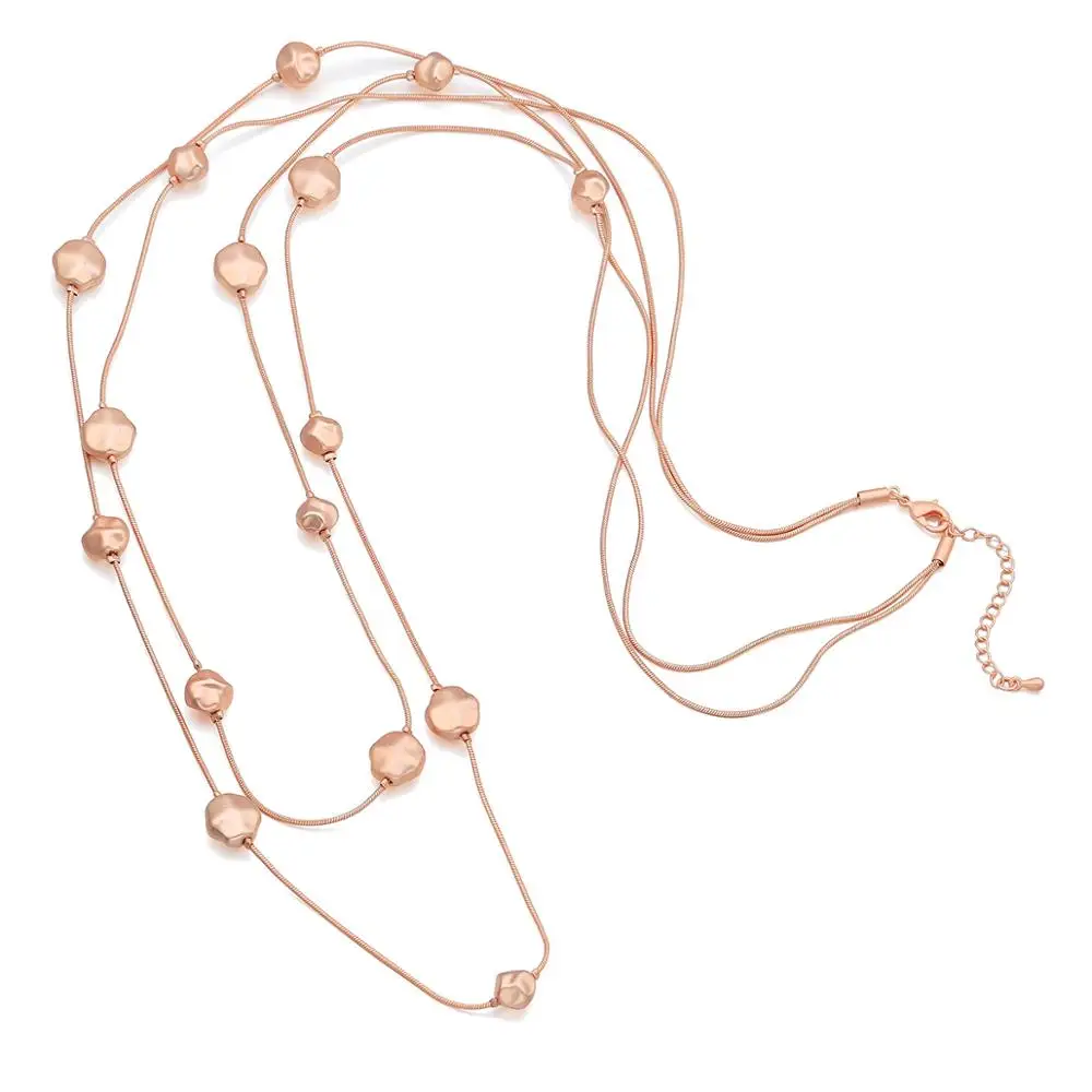 Женское длинное ожерелье с бусинами золотистого или черного цвета вечерние