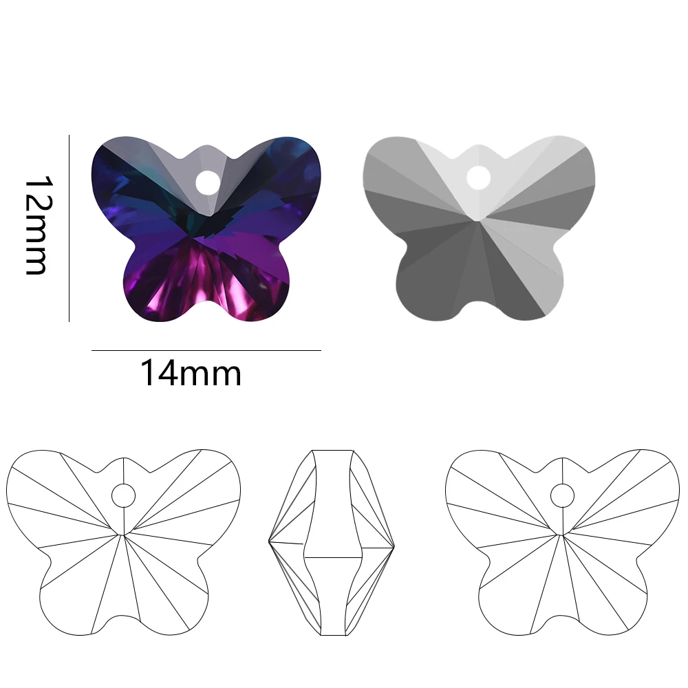 Бусины-бабочки из австрийского хрусталя 20 шт./лот 14 мм стеклянные россыпью