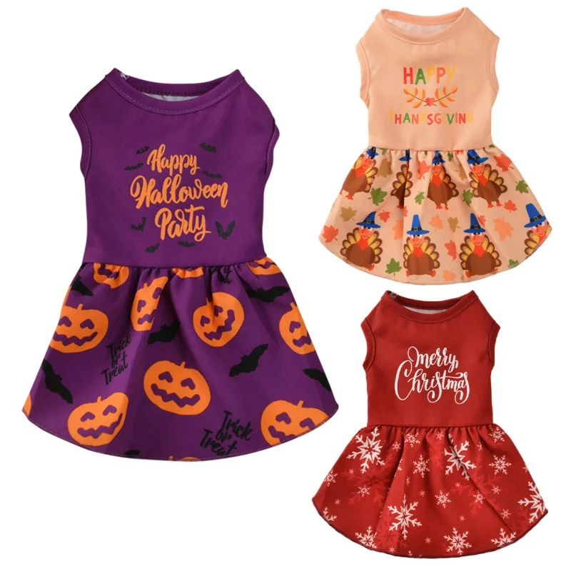 

Letter Printed Halloween Dog Dress Pet Dog Wedding Princess Dress For Small Puppy Dogs CatsPet Chihuahua Pug Skirt Outfits