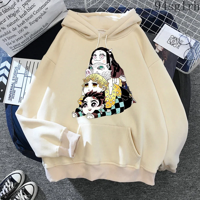 

Толстовки унисекс с капюшоном, аниме «рассекающий демонов», Харадзюку, милая Толстовка Zenitsu Nezuko Rengoku манга, свитшоты Kimetsu No Yaiba, уличная одежд...