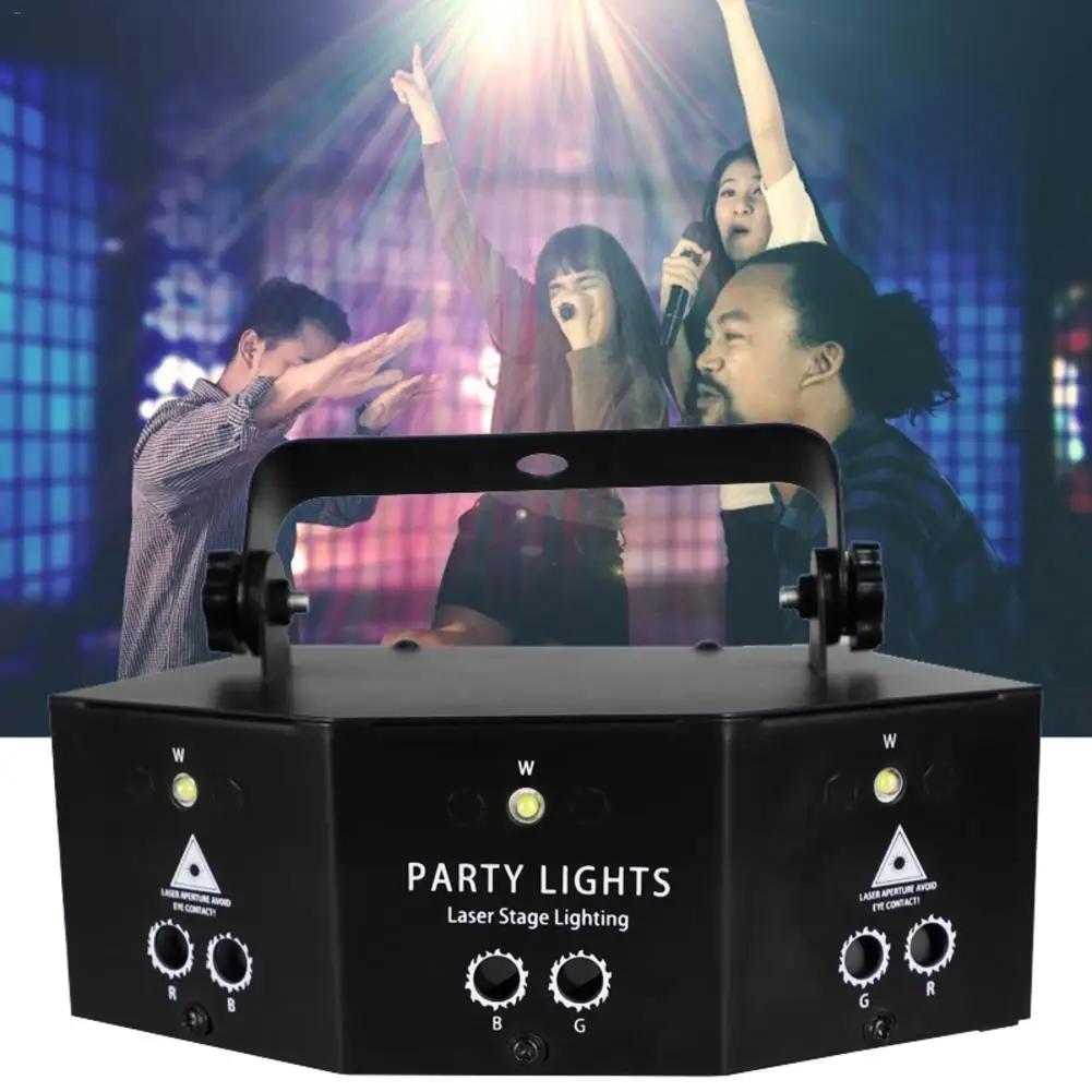 9-глазная RGB дискотечная лампа DMX, сценический стробоскоп с дистанционным управлением, светодиодный лазерсветильник светильник для диджея, проектор для Хэллоуина, Рождества, бара вечерние, домашнего декора