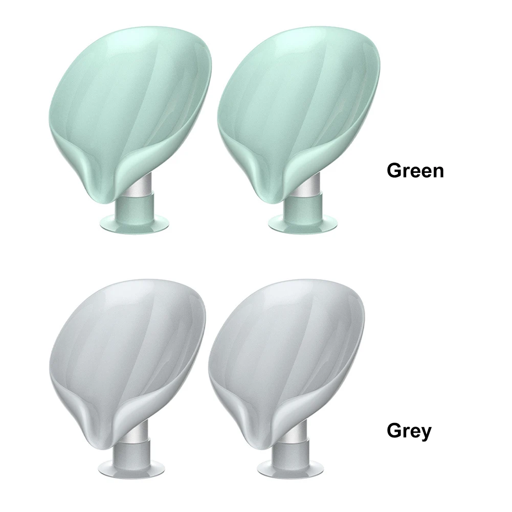 

2pcs For Bathroom Quick Dry No Mess Soap Dish Holder Leaf Shaped Self Draining Home Decor With Suction Cup Easy Clean Shower