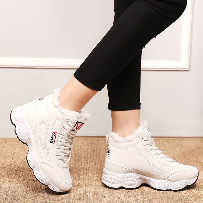 VTOTA Chunky Sneakers Women Winter Warm Shoes New Platform Wedges Shoes Tenis Feminino Pink Fur Vulcanized Shoes Snow Shoes ISN