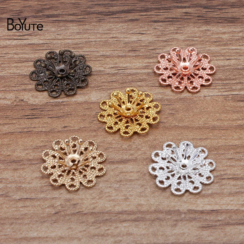 

BoYuTe (100 Pieces/Lot) 16MM Metal Brass Stamping Filigree Flower Bead Caps Diy Handmade Jewelry Accessories