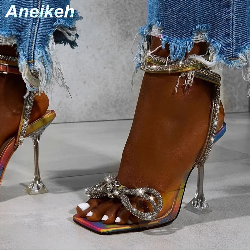 Сандалии Aneikeh женские на каблуке шпильке базовая обувь из ПВХ с эластичным