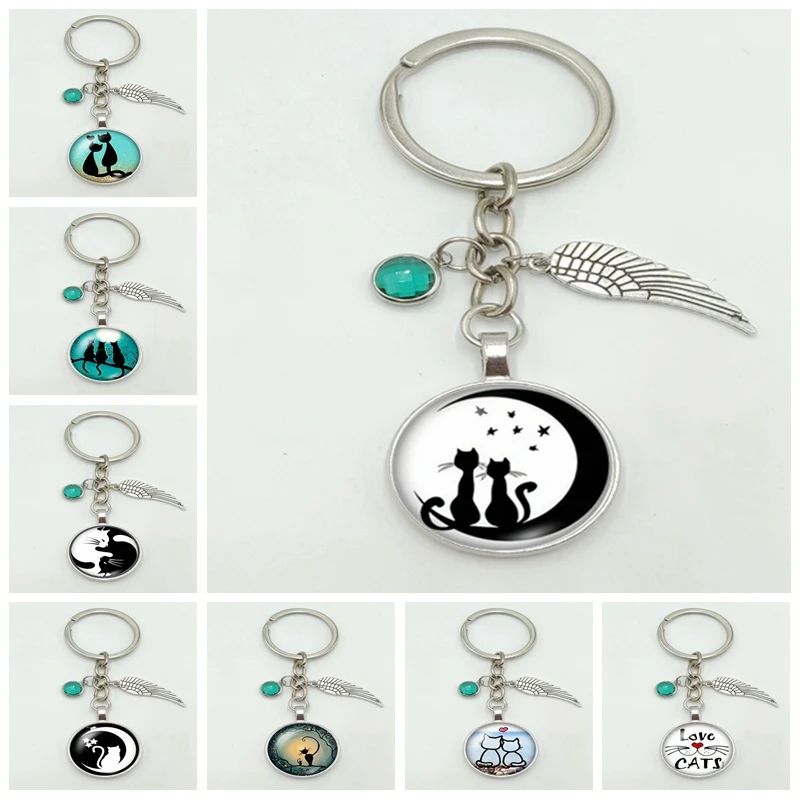 2019 Новый горячий мультфильм черно белый кот шаблон серии Стеклянный кабошон