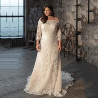 eleagnt lace wedding dress with detachable bolero jacket long sleeves sweetheart sweep train bridal dresses plus size