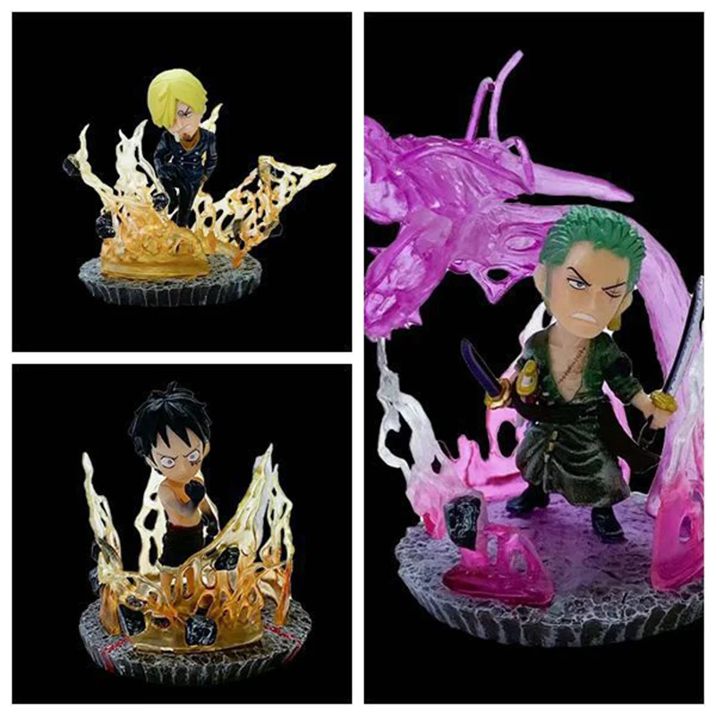 

10cm One Piece Monkey D. Luffy Roronoa Zoro Vinsmoke Sanji Action Figure Anime Q Version PVC Collection Model Dolls Toy for Gift
