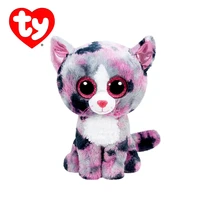 ty beanie boos gray purple dyed cat glittering big eyes pink ears birthday gift boys and girls christmas gift 15cm