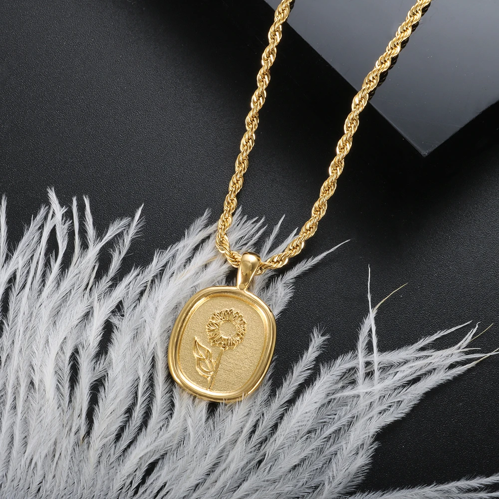 Винтажная подвеска ZMFashion с матовым цветком для женщин и мужчин ожерелье из