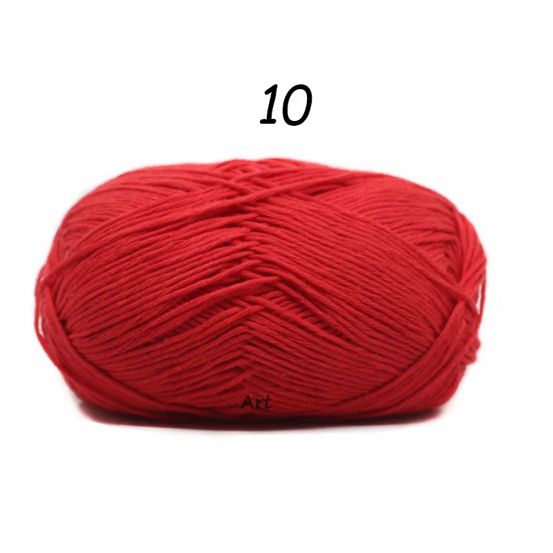 10 1PC 50 г хлопковая пряжа Органическая пряжа для вязания вязанных свитеров носки 24 цвета крючком иглы № 2 - Цвет: 10 1PC