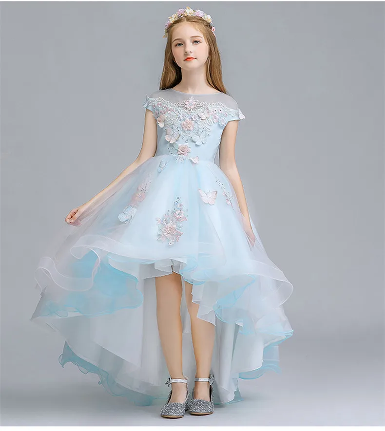 Светильник с синим цветком кружевное платье для девочек на свадьбу праздничное
