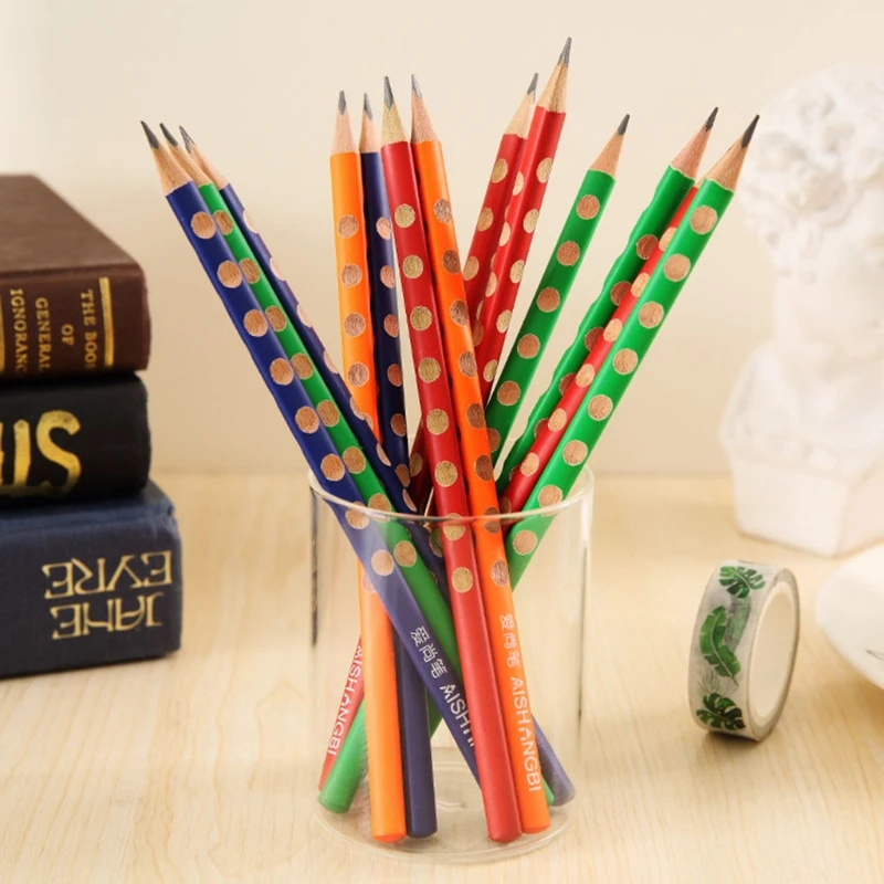 

12 шт./компл. треугольные HB корректирующие рукоятки деревянные карандаши Детские Канцелярские принадлежности 85DD