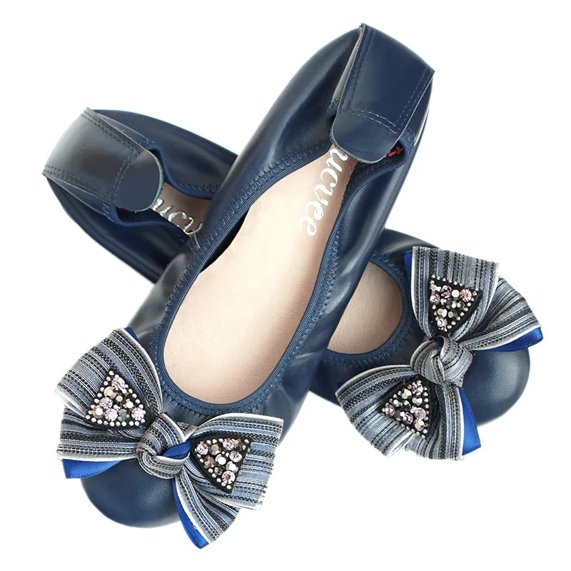 

Women Foldable Ballet Flats Portable Travel Fold Up Shoes Woman Round Toe Bowknot Slip On Casual Shoes For Spring Autumn Zapatos