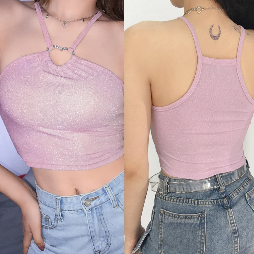 Женский Яркий шелковый топ на бретельках с завязками-сердечками