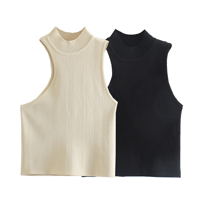 

New Summer Women's Asymmetrical Knitted Tops Vest Slim Sexy Short Tank Tops Knitwear