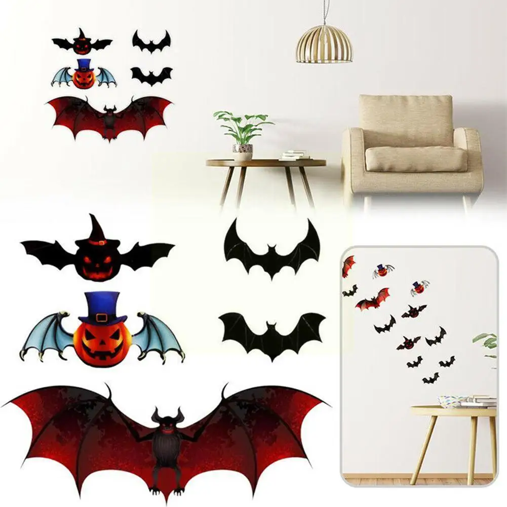 

PVC wall stickers color 12 bats decoration halloween kids three-dimensional decoration can DIY 3D bedroom party be R7L8