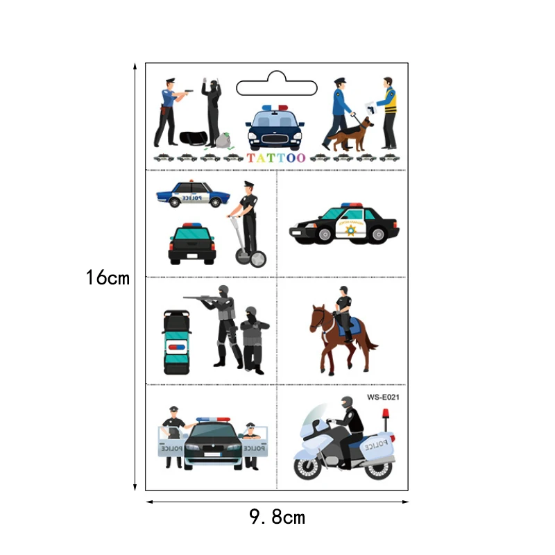 Детская Татуировка Временная наклейка полиция патруль пикап полицейский герой
