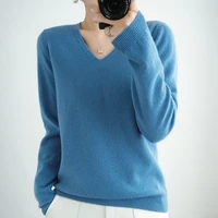 autumn winter new cashmere sweater women keep warm v neck pullovers knitting sweater fashion korean long sleeve loose tops