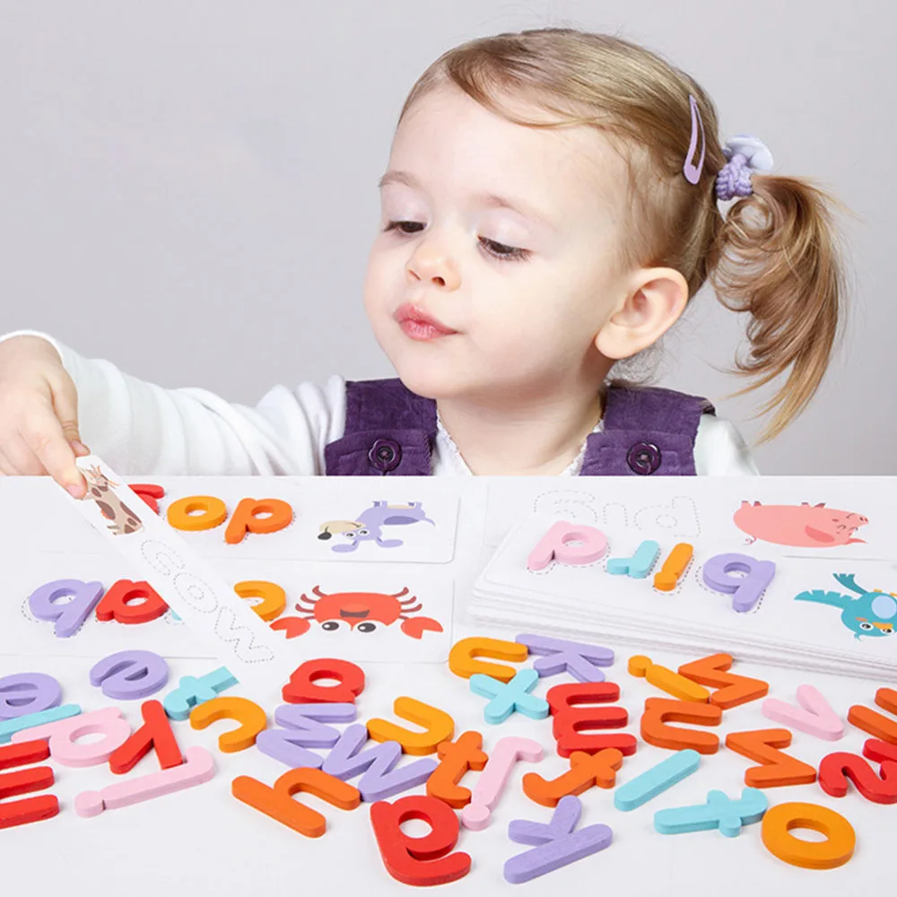 

1 Set Kids Spelling Puzzle Game Alphabet Literacy Cards Early Educational