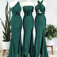 sexy emerald green bridesmaid dress long women maid of honor dresses split side formal wedding party gown
