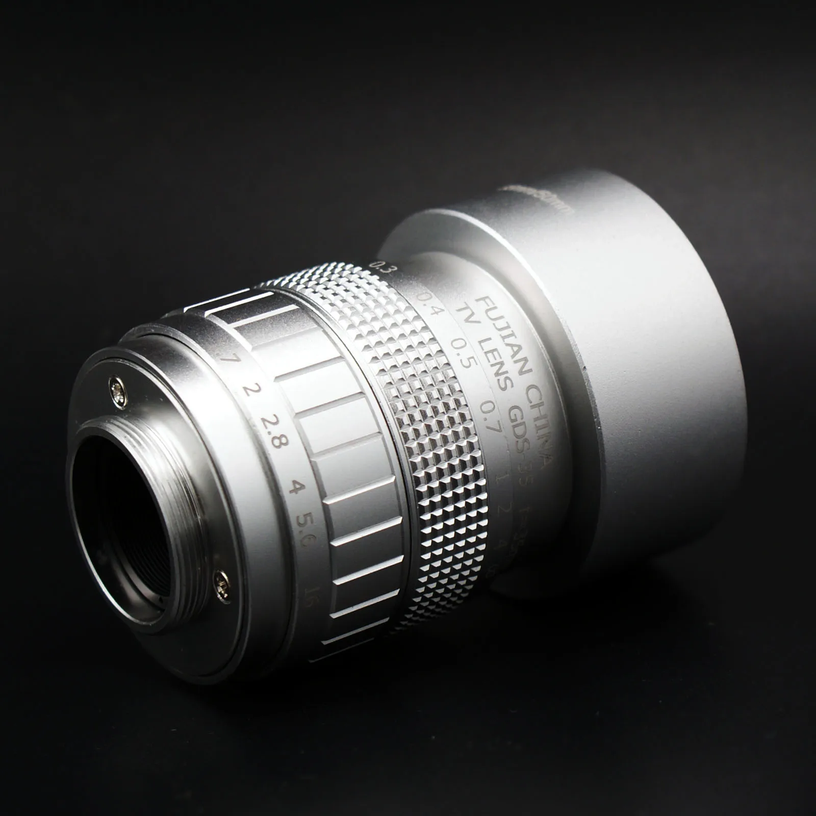 Серебристый объектив и бленда для видеонаблюдения 35 мм f1.7 Sony E Mount NEX 5 A5100 A6000