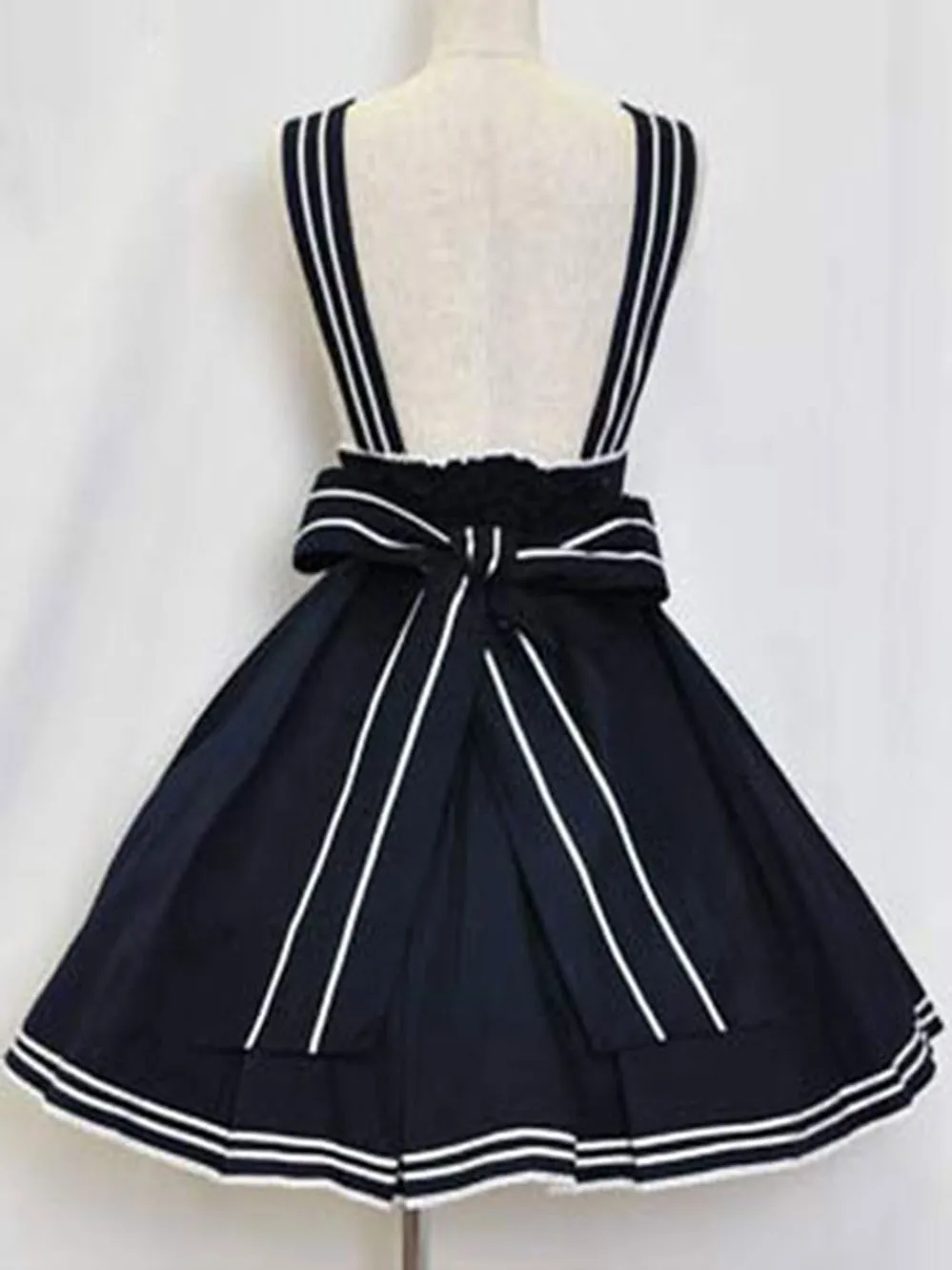 

Sailor Dress Lolita Outfits Deep Blue Short Sleeve Shirt With Pleated Jumper Skirt