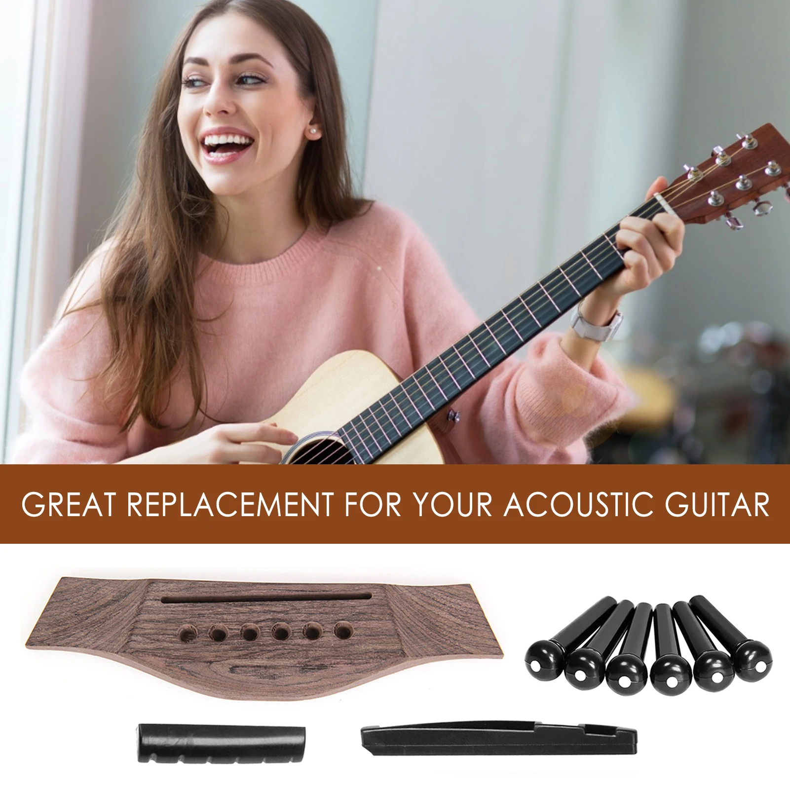 

Acoustic Guitar Rosewood Bridge Pins Saddle Nut Sets Accesories Acoustic Guitar Rosewood Guitar Accessories