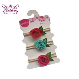 Повязка на голову Nishine для младенцев, мягкая нейлоновая лента для волос, с цветами розы, нейлоновая Детская фотография, 3 шт.компл.