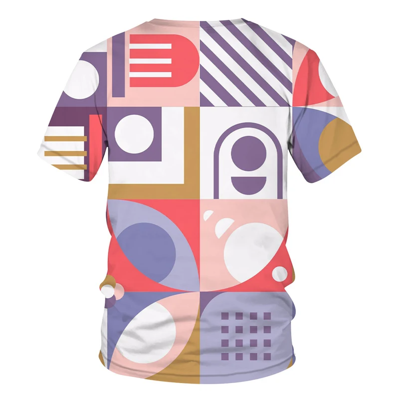 

2021 3D Geometry New Print Abstract pattern T-Shirt Fashion Street Style Men's Summer Short Sleeve Top T-Shirt Men clothing