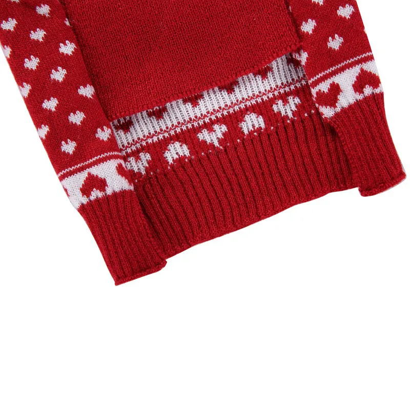 Джемпер для собаки на Рождество снежинка красный свитер питомца вязаный