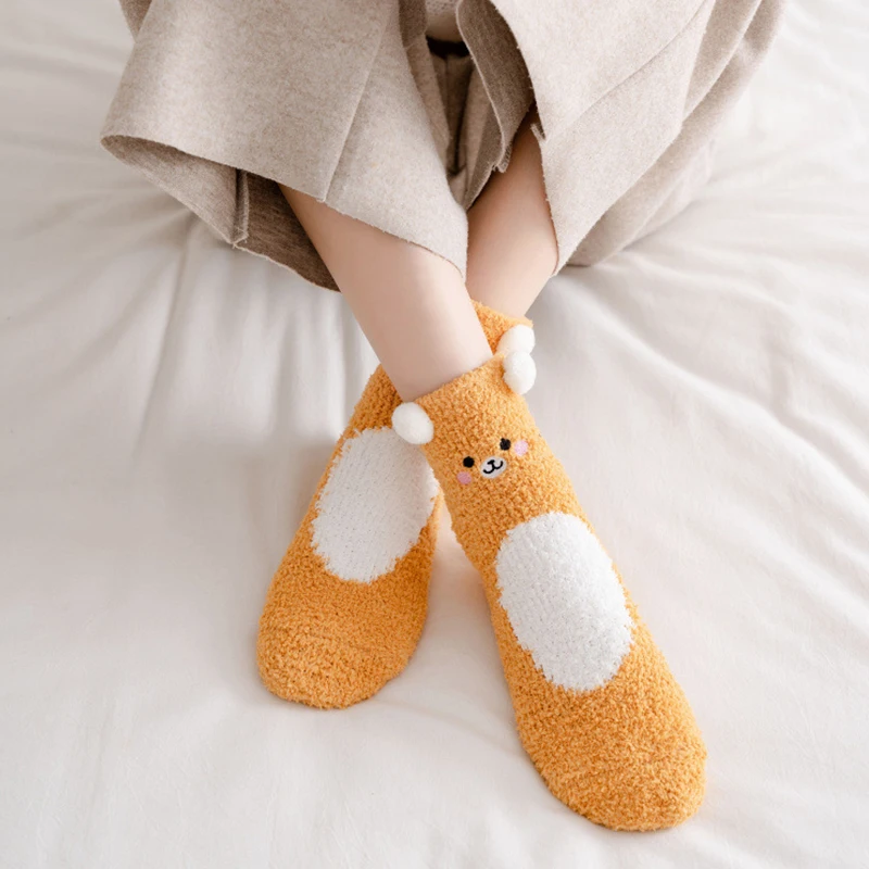 5 стилей толстые эластичные носки для пола с мультяшным принтом животных милые