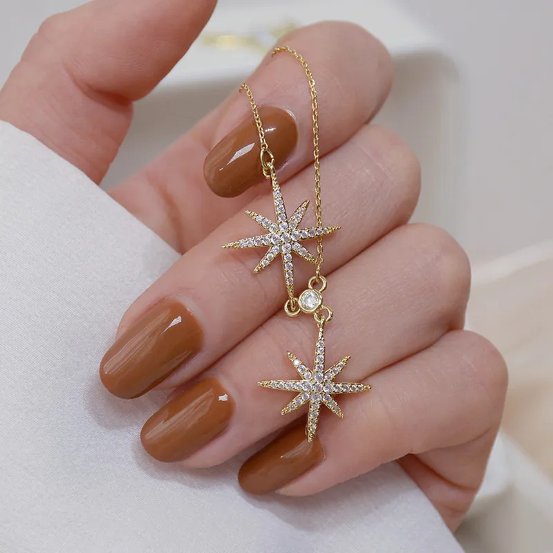 

Fine Jewelry Exquisite Micro-inlaid Zircon New Design Star Luxury Necklaces for Woman Short Clavicle Chain Necklace