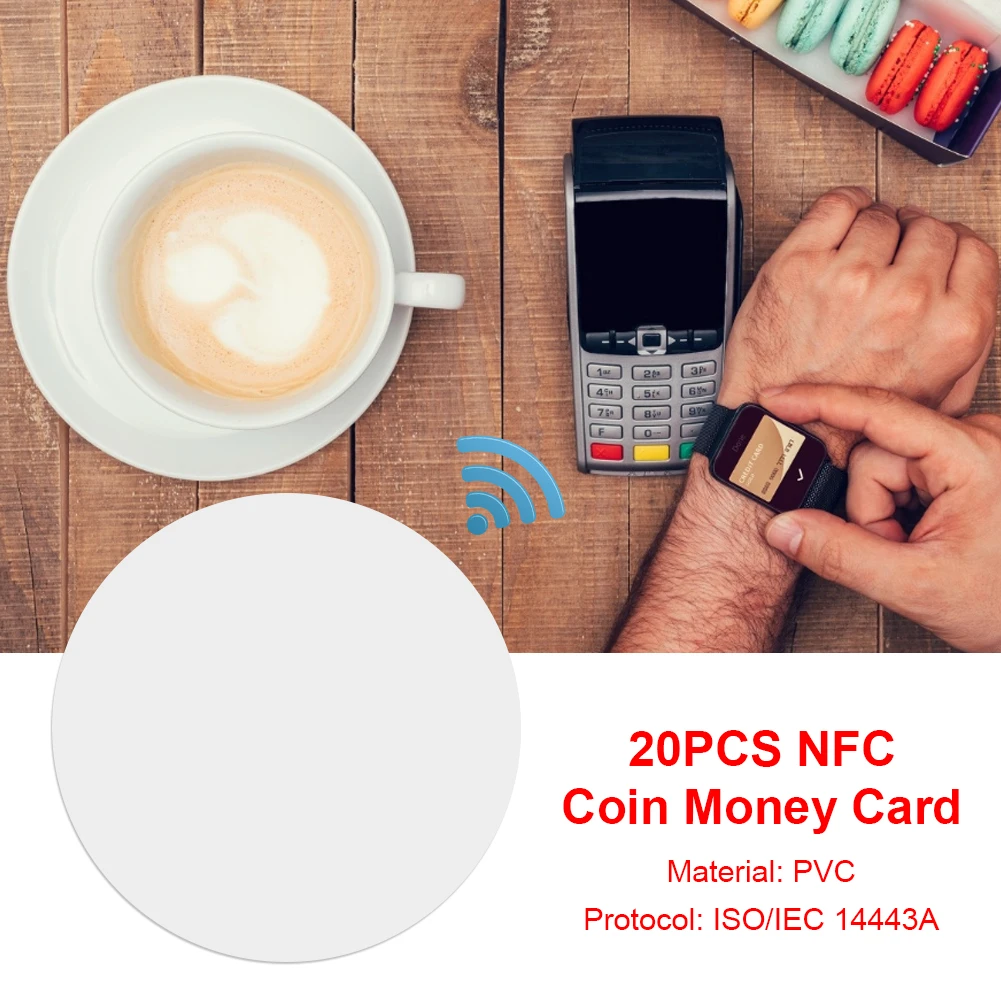 20pcs NFC Coin Money Card NTAG215 13.56MHz 14443A Protocol for Amiibo TagMo Mobile Phone Chip Stickers Tag Lable Device | Безопасность и