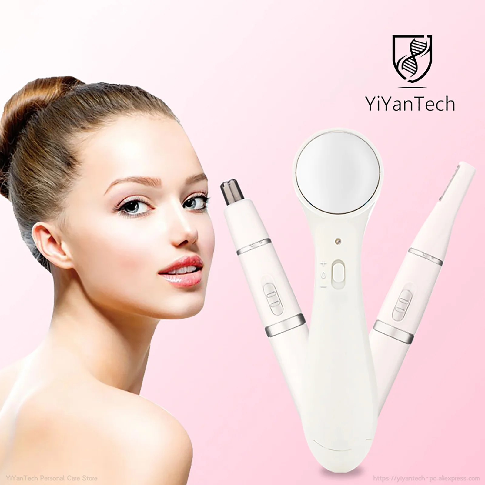 AE-024 ION Facial Massager with Electric Nose & Ear Trimmer Microcurrent Machine for Face and Body Frequency Vibrator Skin Care