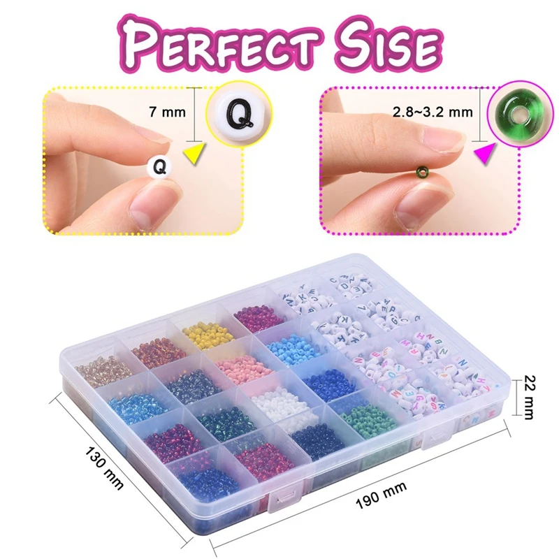 

Beads for Jewelry Making Kit,Glass Seed Beads and Alphabet Beads Kit,Beads for Bracelets Making Kit for Girls and Adults