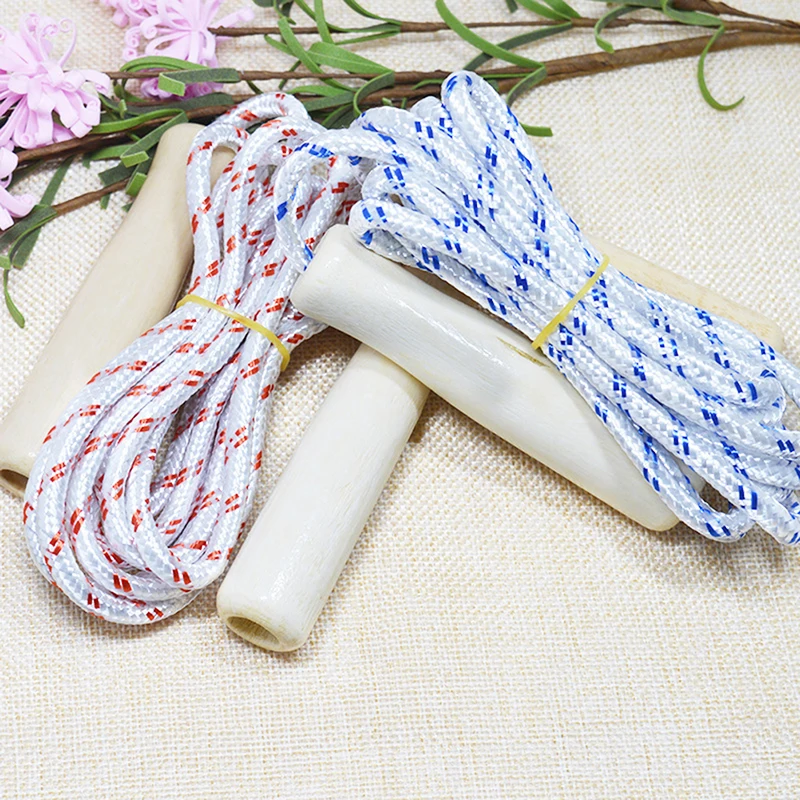 

1pc Outdoor Sports Goods Wooden Handle Plastic Rope Skipping Wooden Handle Rope Skipping Sports Rope Skipping