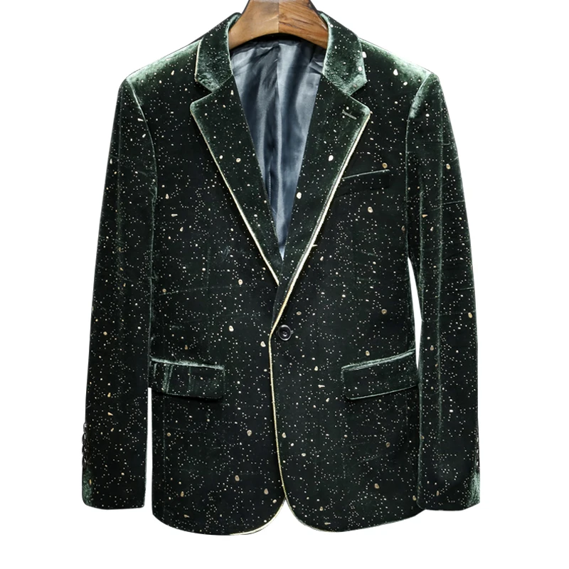 

Spring And Autumn Groom Men Suits Designers Casual Small Gold Velvet Slim Trendy And Handsome Clothing 2 Piece