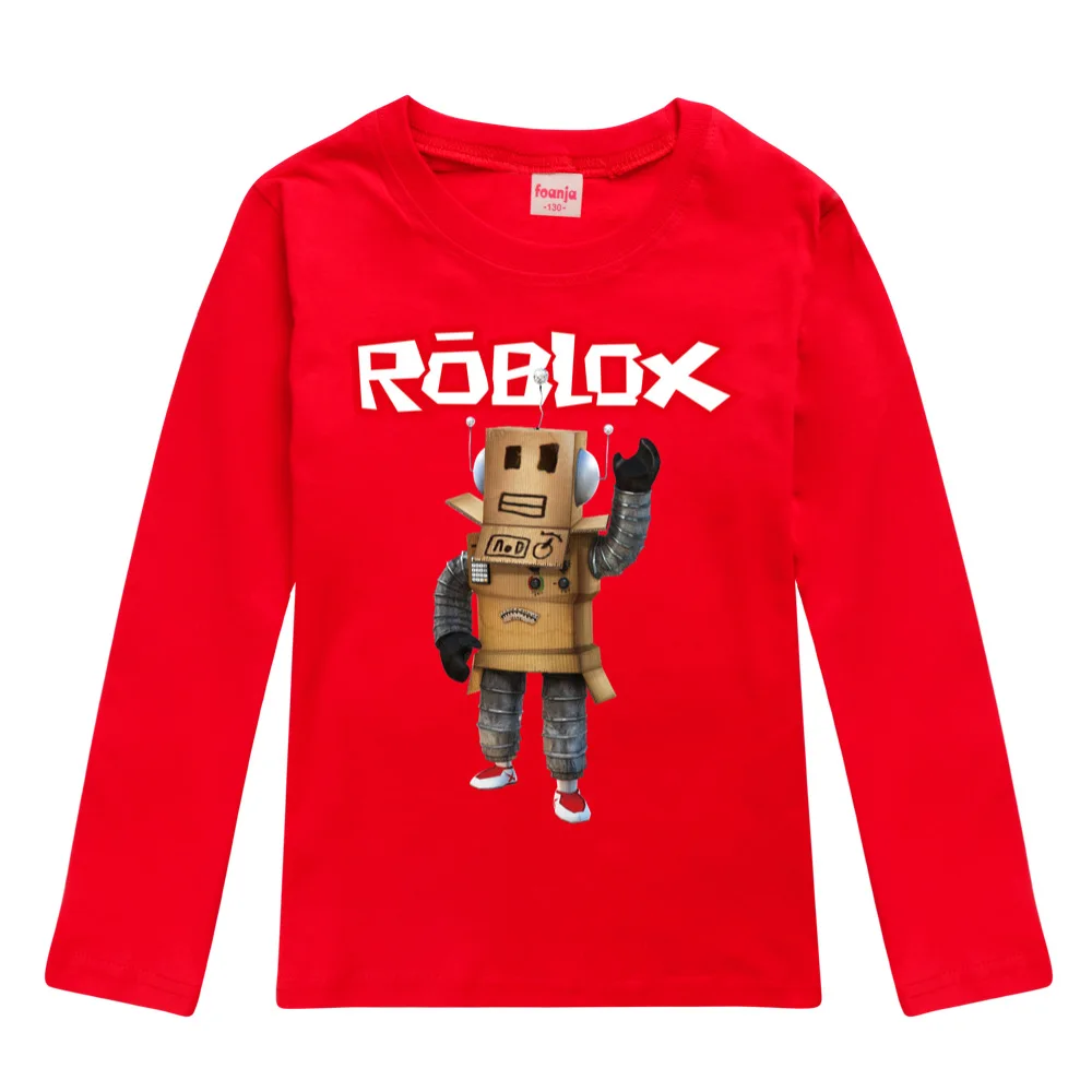 

2021 Summer Robloxing Pure Cotton T Shirt for Boys Long Sleeve T-shirts Black Kids Girl Clothes for Youth 16Y boutique outfits