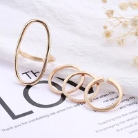 hip hoop rock metal geometry circular punk rings set opening finger accessories buckle joint tail ring for costume women jewelry