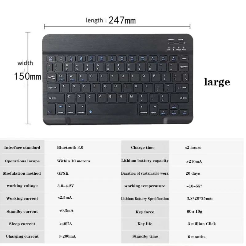 Кожаный чехол-книжка с подставкой для планшета и клавиатурой Bluetooth Samsung Galaxy Tab A A6 10