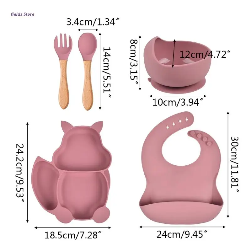 

Lead-free Toddler Feeding supplies Spoon Plate Fork Bib Bowl